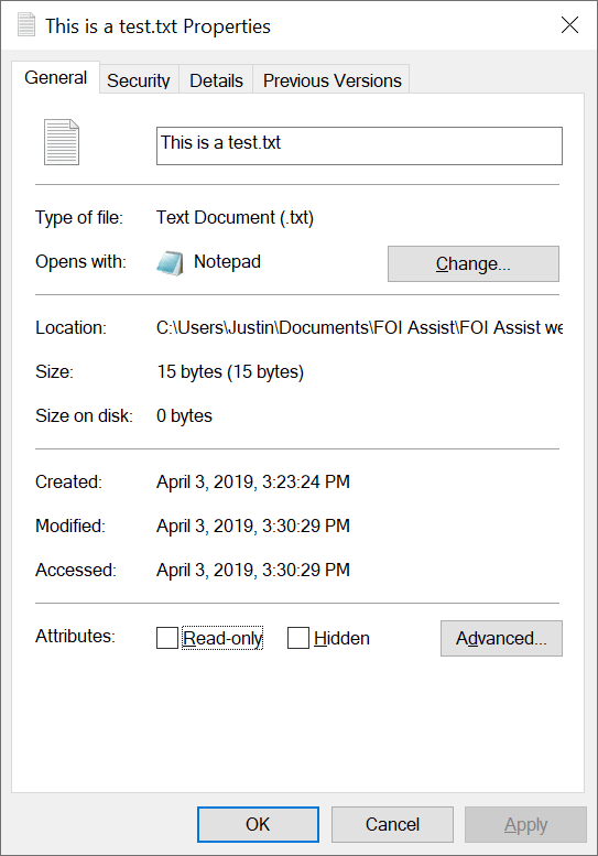 2 plain text document file size