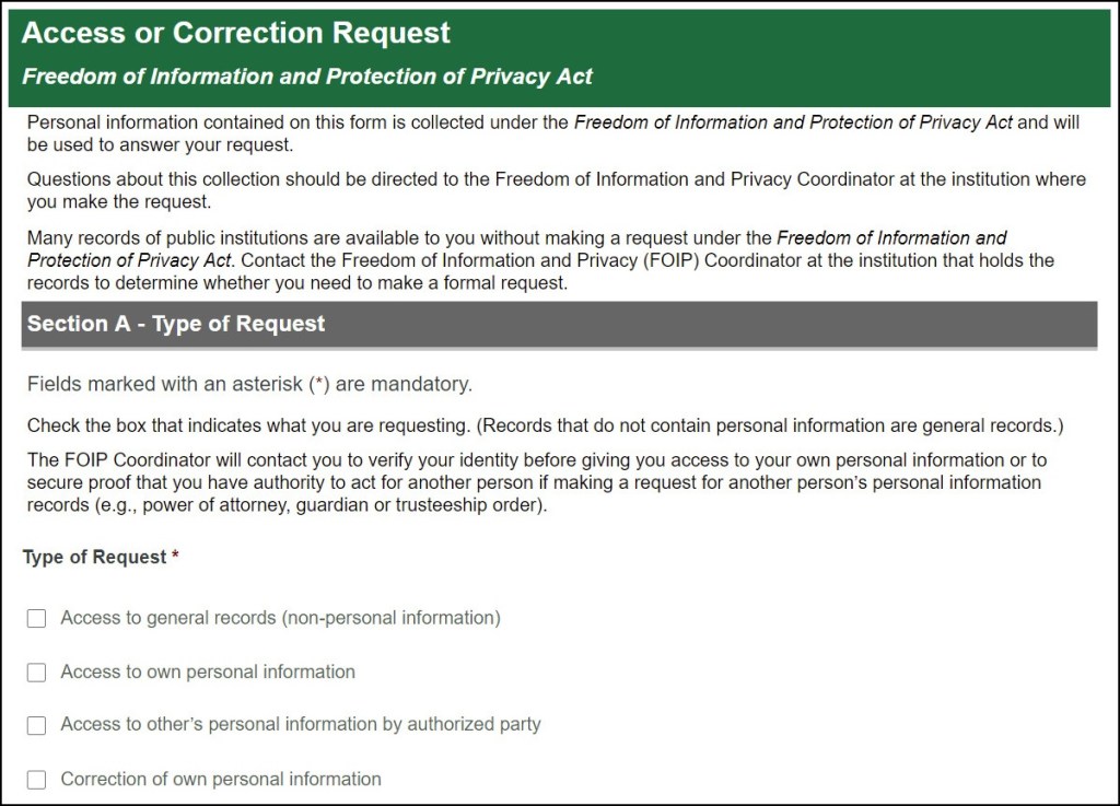 Should your institution accept FOI requests&nbsp;online?