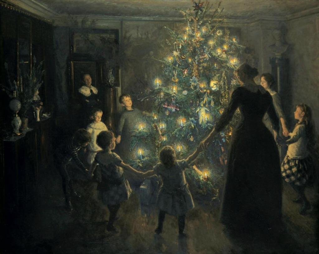 Silent Night, 1891 by Viggo Johansen
(A family holds hands around a Christmas tree)
