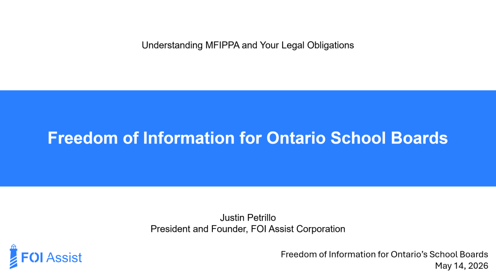 Cover Page of Slide Deck: Freedom of Information for Ontario School Boards
